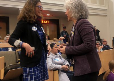 Safe Communities Act Hearing, Toni Troop JDI Communications and Development Director Journey to Safety Director Elizabeth Schön Vainer with the award.